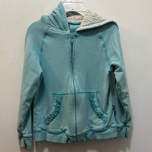 Kickee Pants Aqua Hoodie with Sherpa Lining Size 4T
